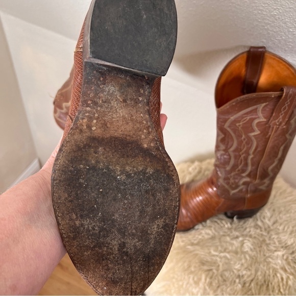 J CHISHOLM All Leather Western Cowboy Boots. Google lens identified as armadillo - Picture 5 of 10